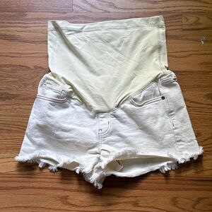 Stylish Cream Maternity Cut off Women's Shorts